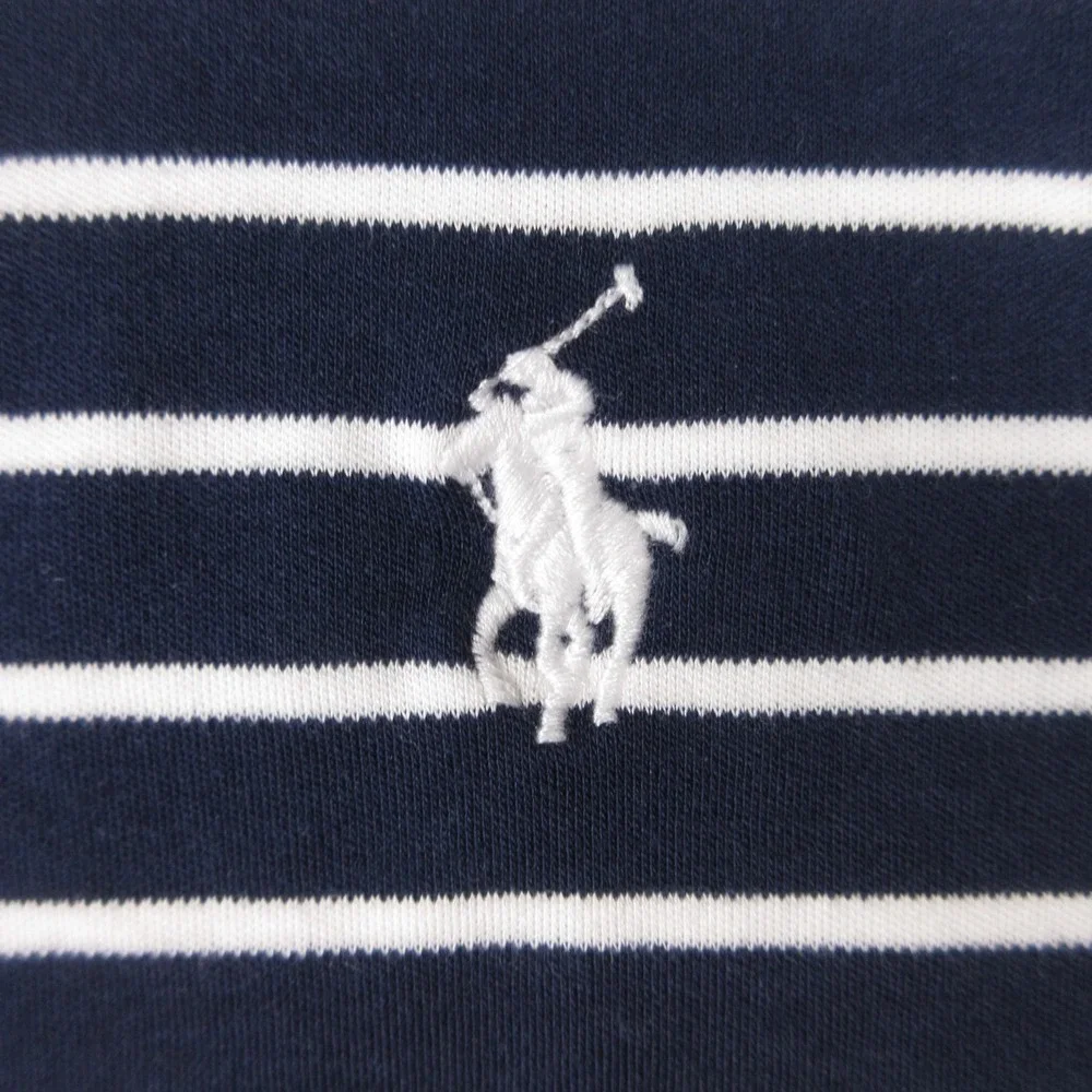 Polo Ralph Lauren Shirt Mens XL Navy White Striped Soft Knit Golf Tennis Preppy